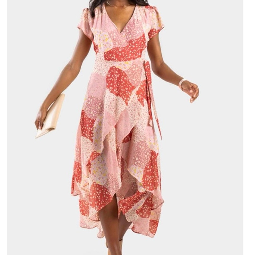 Francesca's Floral High Low Wrap Dress